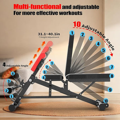 K KiNGKANG Adjustable Weight Bench,Multi-Functional Roman Chair for Full All-in-One Body Workout Hyper Back Extension and Sit up
