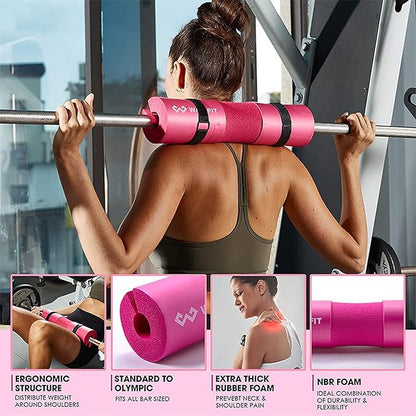 TOPROAD Barbell Pad Set, Bar Neck Pad for Squats Hip Thrusts, Foam Weightlifting Cushion with 3 Hip Resistance Bands, 2 Gym Ankle Straps, 2 Lifting Straps, 2 Barbell Clips and Carry Bag