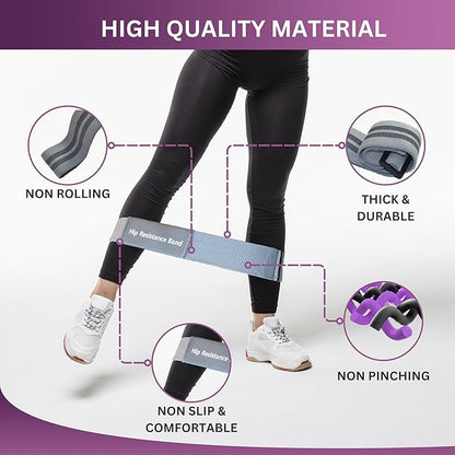 Adjustable Fabric Resistance Bands, Non-Slip Exercise Bands for Men and Women, Perfect Workout Bands for Glutes and Lower Body Training - 1 Pack