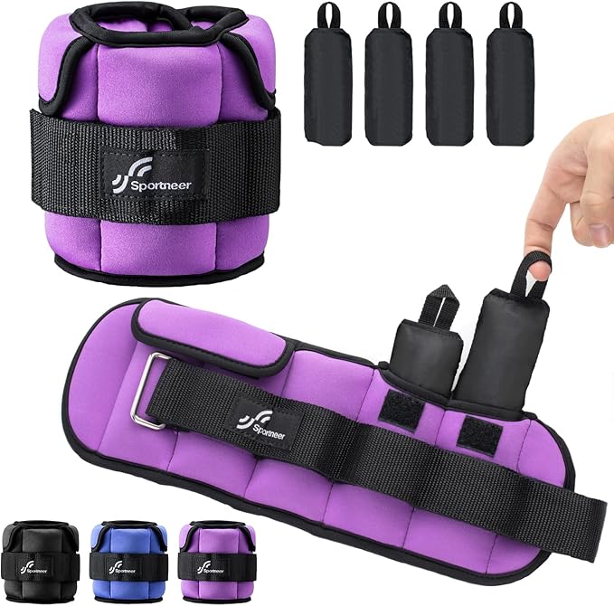 Sportneer Upgrade Adjustable Ankle and Wrist Weights for Women and Men 1-7 lbs / 1-10 lbs Set | Comfortable, Secure Fit for Walking, Running, Fitness, Physical Therapy, Home Gym