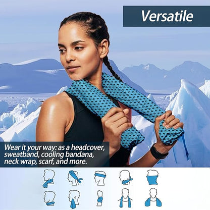 8-Pack Menjo Outdoors Cooling Towels for Neck & Face. Quick-Dry Workout Towels, Sweat-Wicking for Yoga, Gym, Running and Outdoors. Reusable Cooling Towel for Men & Women and Great for Hot Weather.
