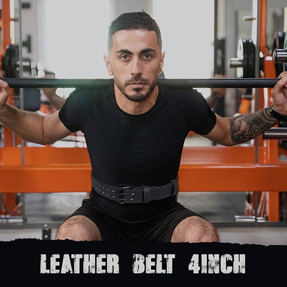 Leather Weightlifting Belt for Men & Women – 4" & 6" Width – Heavy Duty Gym Belt for Powerlifting, Bodybuilding, CrossFit – Adjustable Support for Back & Core – Ideal for Squats & Deadlifts
