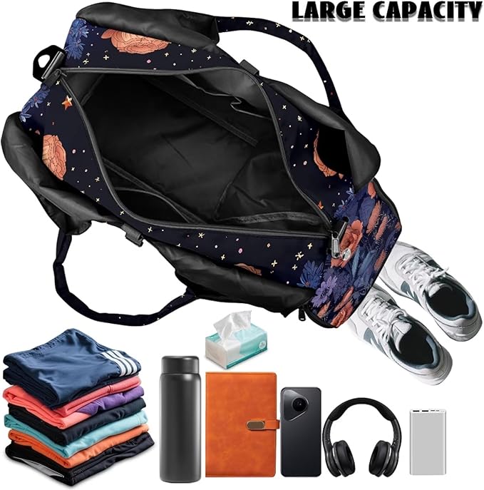 Gym Bag with Yoga Mat Holder Large Tote Bag With Multi Pockets for Women Men Dry Wet Separated Pocket Carryall Yoga Tote Bag for Pilates Travel Workout Office