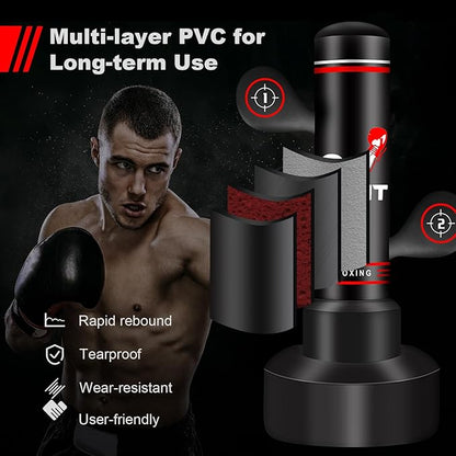 Upgraded Heavy Freestanding Punching Bag for Adults Teens, 70” Standing Punching Bag Kicking Bag Heavy Bag, Women Men Kickboxing Bags for Training MMA Fitness Home Gym