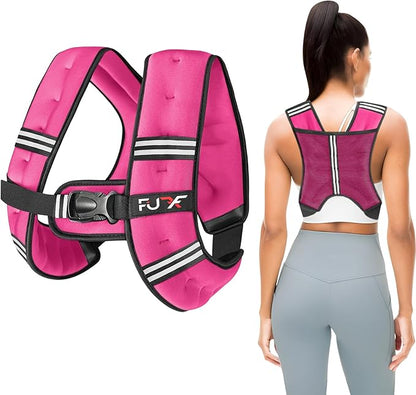 FUFF Weighted Vest Woman, 5/10/12/15/20/25/30 LB Womens Weight Vest for Walking, Strength Training Weight Vests for Female Men, Reflective Stripe Body Vest for Workout Running Jogging Fitness