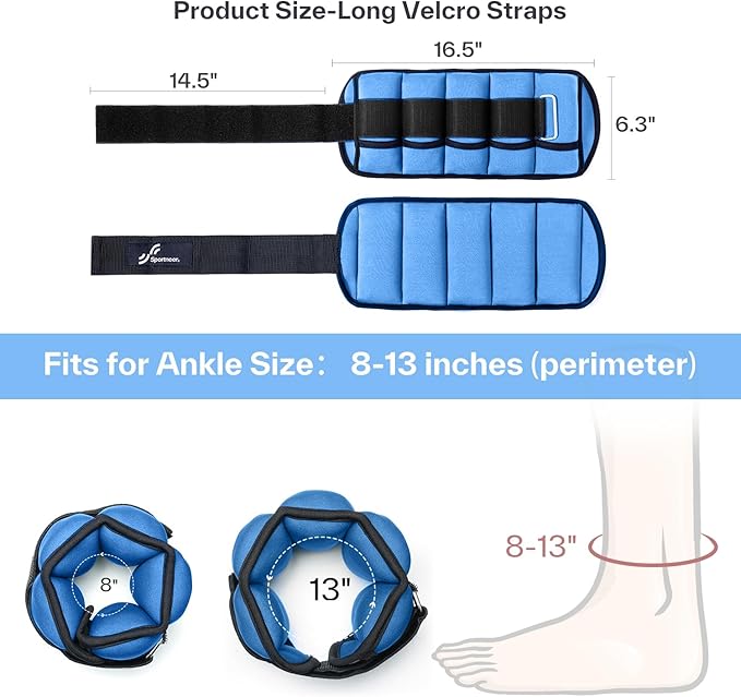 Sportneer Adjustable Ankle/Wrist Weights for Men Women Kids, Weighted Leg & Cuff Strength Training for Yoga Walking Running Aerobics Gym Fitness Physical Therapy