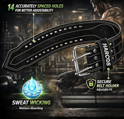 Harcos USPA/IPL Competition Approved 8mm Leather Weightlifting Belt for Men and Women - Heavy Duty Gym Belt for Lifting, Squats, Deadlifts, Powerlifting, Back Support IPF for Fitness Workout