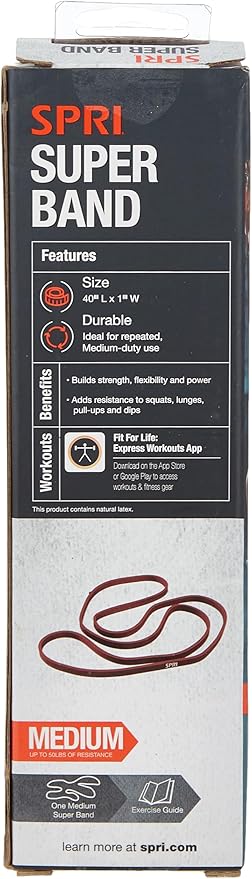 SPRI Superbands - Resistance Band for Assisted Pull-ups, Core Fitness, and Strength Training Resistance Exercises - Versatile Tool for Flexibility, Stamina, and Balance - 1", Red