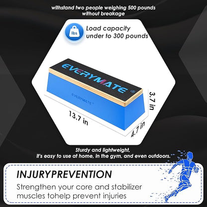 EVERYMATE Squat Block Athletic Balance Trainer for Stretching, Fitness, and Physical Therapy, Improve Balance, Stability, and Athletic Performance, Home Gym and Personal Training Equipment