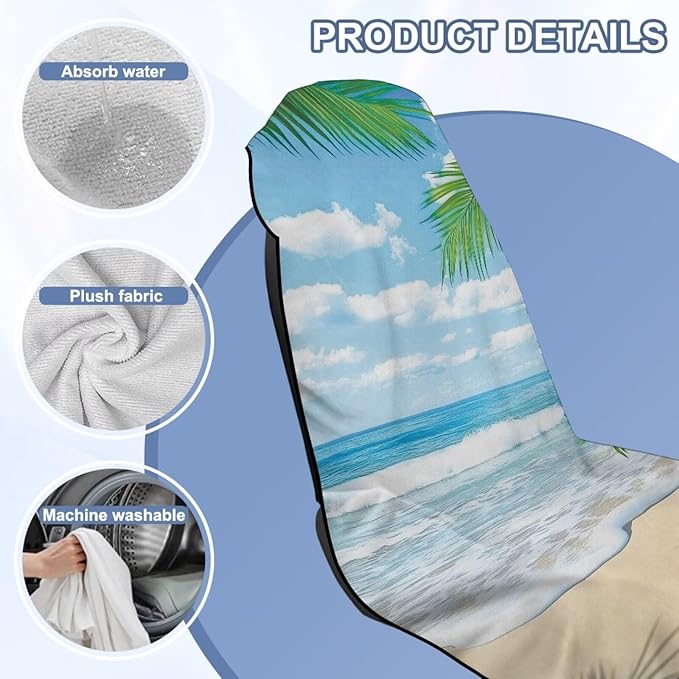 Bulopur Hawaiian Car Seat Towel Cover Absorbent Soft Palm Tree Beach Towel Car Seat Covers Front Seats Running Post Workout Sweatproof Yoga Towels Blanket