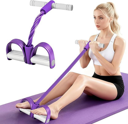 8-Tubes Pedal Resistance Band with Handle, Multifunction Exercise Rope for Working Out, Foot Pedal Resistance Band for Abdomen, Waist, Arm, Leg, Pink