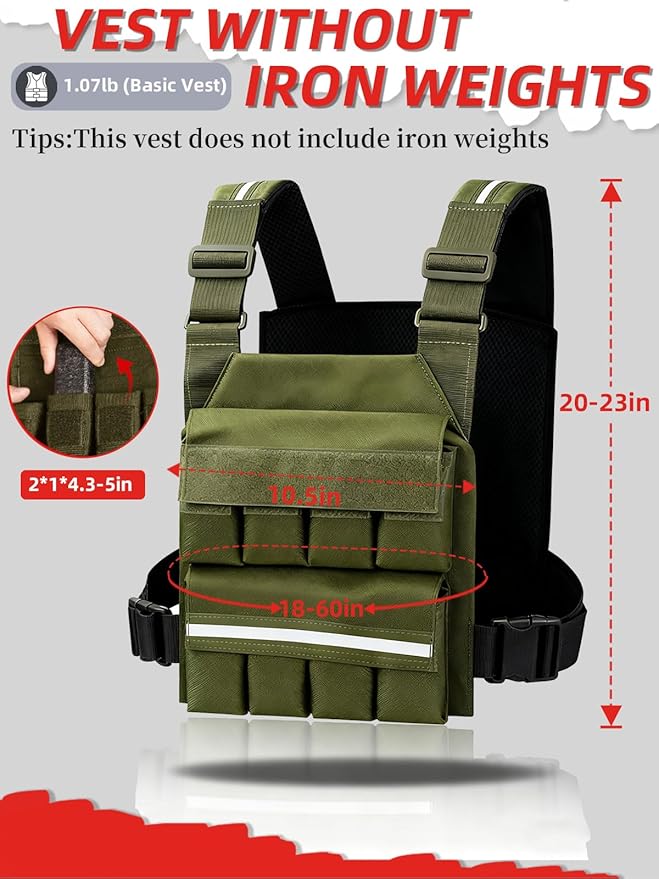 SMONT Weight Vest for Women Men - Adjustable Rucking Vest Strength Training, Running, Walking - Secure Fit for Gym Outdoor Workouts Strengthen Endurance Training（Excluding Lead Blocks）