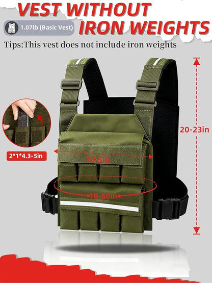 SMONT Weight Vest for Women Men - Adjustable Rucking Vest Strength Training, Running, Walking - Secure Fit for Gym Outdoor Workouts Strengthen Endurance Training（Excluding Lead Blocks）