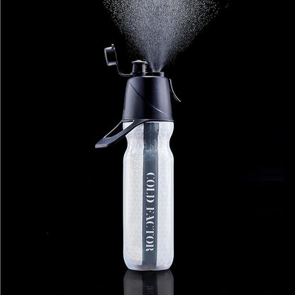 COLD FACTOR Insulated Water Bottle with Cooling Spray – Refillable Sport Bottle for Gym, Cycling, Fitness, and Outdoor Sports, Bike BPA Free, Reusable Design for Training and Travel, 20oz Black/White