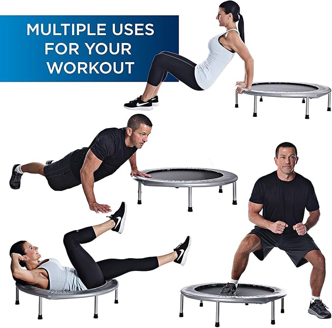 Stamina Folding Trampoline with Smart Workout App, Black - Portable Fitness Rebounder for Home Gym, Cardio & Strength Training, Jumping Exercise Equipment