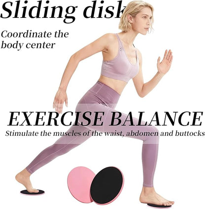 Exercise Core Sliders for Working Out - Dual Sided Gliding Discs for Full Body Workout - Use on Carpet or Hardwood Floors - Fitness & Pilates Equipment - Lightweight & Portable