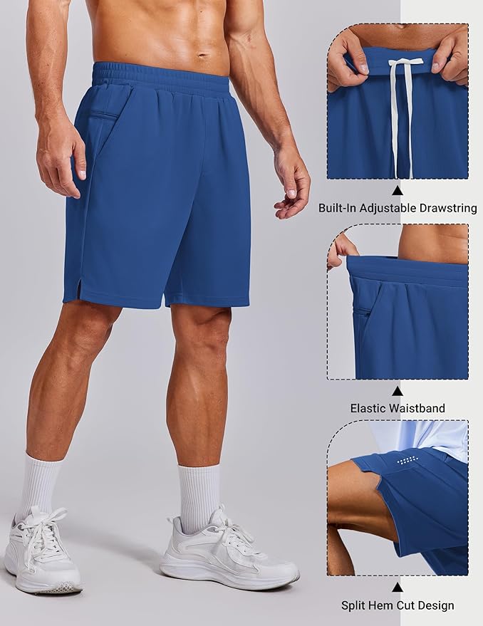 COOFANDY Mens Gym Athletic Shorts with Zipper Pockets Quick Dry 7" Workout Running Training Shorts