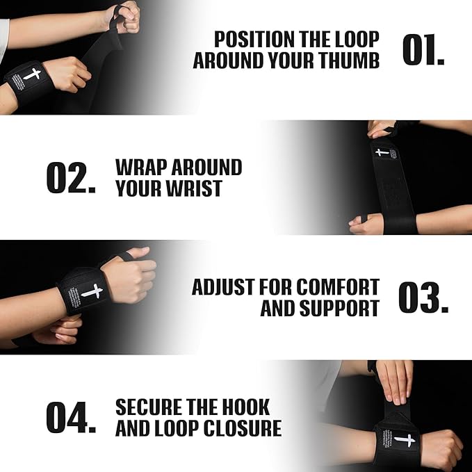 Cross Faith 25" Wrist Wraps for Weightlifting, Wrist Straps for Men and Women, Straps Support with Heavy Duty Thumb Loop Wrap for Powerlifting, Strength Training, Bodybuilding