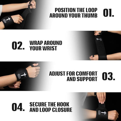 Cross Faith 25" Wrist Wraps for Weightlifting, Wrist Straps for Men and Women, Straps Support with Heavy Duty Thumb Loop Wrap for Powerlifting, Strength Training, Bodybuilding