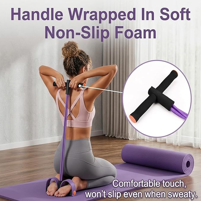 Upgraded 6-Tube Pedal Resistance Band with Handle, Heavy Duty Pedal Puller Resistance Band for Sit Up Exercise Equipment, Fitness Exercise Bands for Women Slimming, Pilates & Yoga Stretching