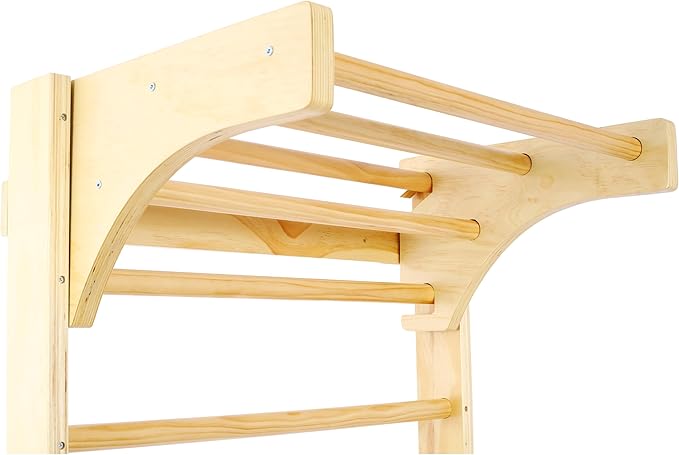 Wooden Swedish Ladder Stall Bars – Adjustable Pull-Up Bar for Gymnastics, Physical Therapy, Strength Training & Home Fitness – Durable Beech & Pine Wood, Wall-Mounted