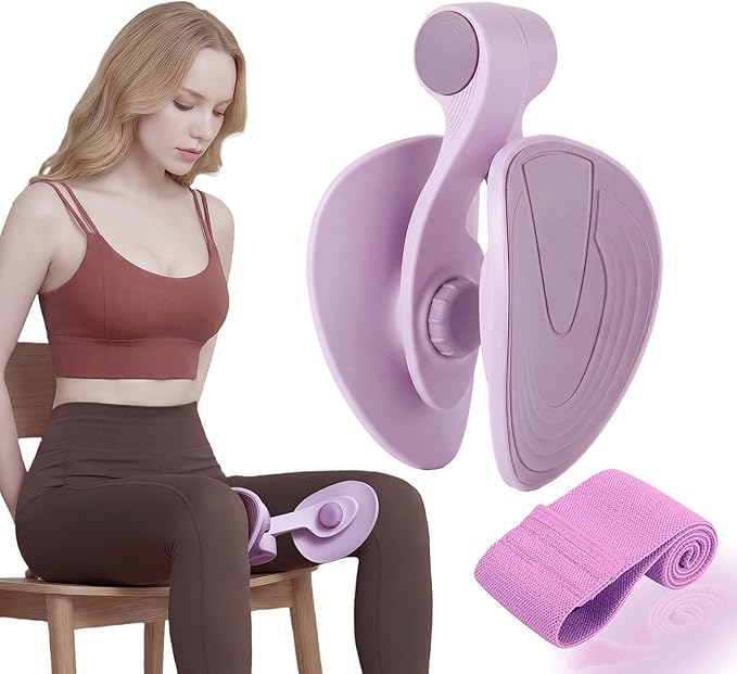 35LB Fixed-Resistance Inner Thigh Exerciser + 39LB Fabric Resistance Band | Balanced Center-of-Gravity Hip & Leg Trainer Kit for Men & Women | Portable Home Gym Lower Body Workout Equipment
