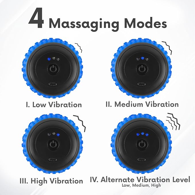 ZeenKind Vibrating Peanut Massage Ball for Plantar Fasciitis, Muscle Pain Relief with 4 Speed, Deep Tissue Therapy for Myofascial Release & Muscle Recovery, Neck Back Foot Roller Massager