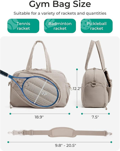 BAGSMART Tennis Gym Bag for Women, Tennis Backpack Holds 2 Rackets with Shoe Compartment, 15.6" Laptop Gym Backpacks for Court, Off-work, Everyday & Overnight Weekend