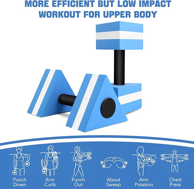 Pool Weights for Water Exercise 2 Pack, Aquatic Dumbbells for Pool Fitness & Water Aerobic Workouts, Dense and Sturdy Water Weights for Pool Exercise and Activities