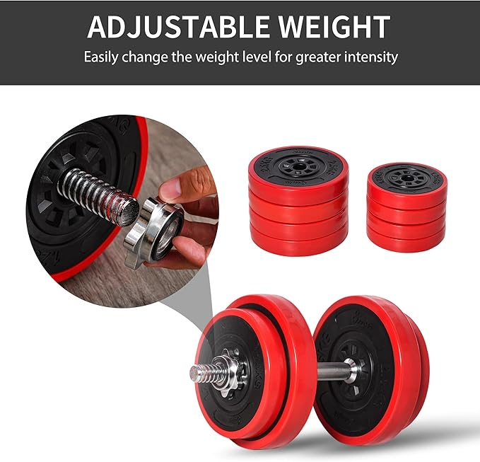 Soozier Adjustable Dumbbell Set, Convertible to Barbell Weight Set for Home Gym Women and Men Weight Lifting Training.