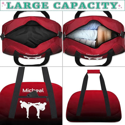 Personalized Martial Art Bag Duffel Bag for Boys Girls, Custom Taekwondo Karate Bag for Travel Weekender Practice Gradient Black