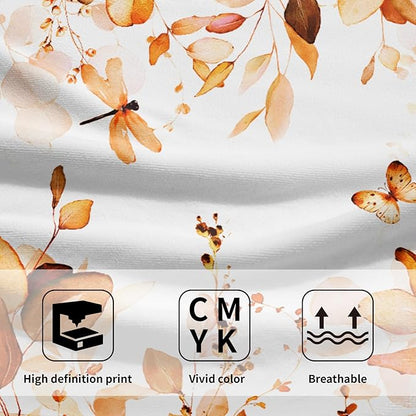 Orange Fall Hand Towels Set of 2 Eucalyptus Decorative Fingertip Towels Watercolor Plant Leaves with Floral Butterfly Towels Rustic Super Soft Face Towel for Bathroom Home Hotel Gym Kitchen Decor