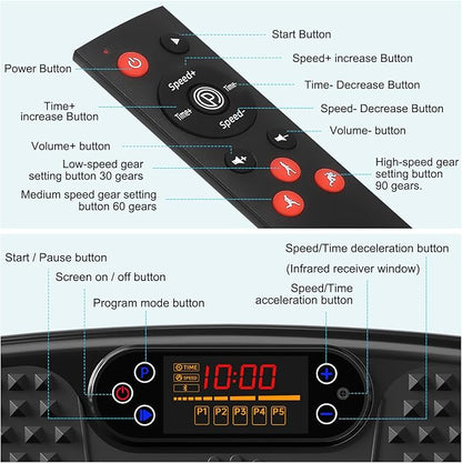 SoftGym Vibration Plate Exercise Machine for Lymphatic Drainage,Power Vibrate Stand Shake Board 450 Lbs Capacity Whole Body Workout Waver with Fitness Resistance Bands Weight Loss Gifts for Women Men