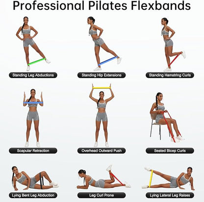Resistance Bands for Working Out, 5-Pack Elastic Exercise Bands for Strength Training, Stretching, Workout; Home Gym Equipment for Women Men, Pilates Yoga Physical Therapy, Leg Glute Arm Exercise Kit