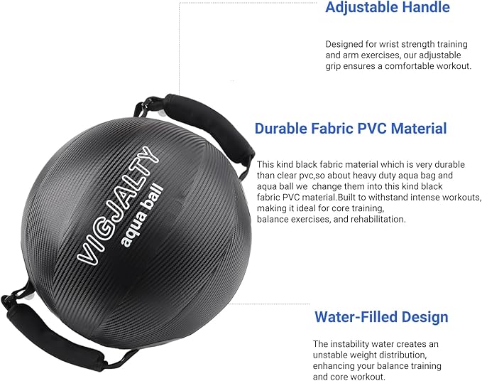 Heavy Aqua Bags-Water weight Bag 38-66Ibs - Ultimate Core Water Weights Aqua Ball-Adjustable Workout Sandbag Alternative for Full Body Exercise, Portable Stability Fitness & Balance Trainer Equipment