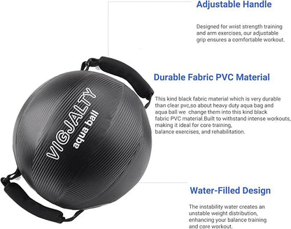 Heavy Aqua Bags-Water weight Bag 38-66Ibs - Ultimate Core Water Weights Aqua Ball-Adjustable Workout Sandbag Alternative for Full Body Exercise, Portable Stability Fitness & Balance Trainer Equipment