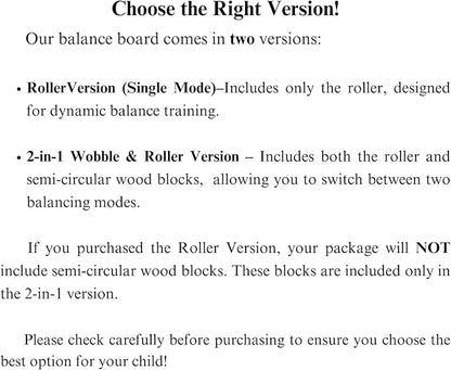 Sportneer Balance Board Kids Wooden Wobble Board for Kids, Safe and Sturdy Balance Trainer, Kids Balance Board for 3-5 6-12 (With Semi-circular Wobble Blocks)