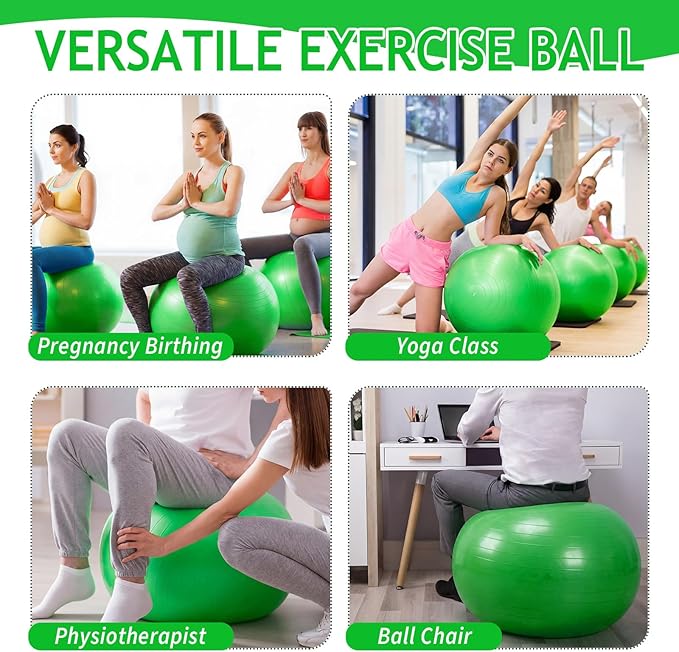 Hungdao 6 Pack Exercise Ball Bulk Inflatable Pregnancy & Workout Ball 22 Inch Heavy Duty Pilates Ball for Yoga Stretching Therapy Balance Physical Fitness