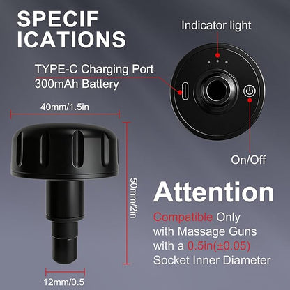 Heating Head for Small Massage Gun - 3-Temp Settings (104/113/122°F) & 15-Min Auto-Off, Portable Rechargeable Handheld Accessory for Muscle Pain Relief