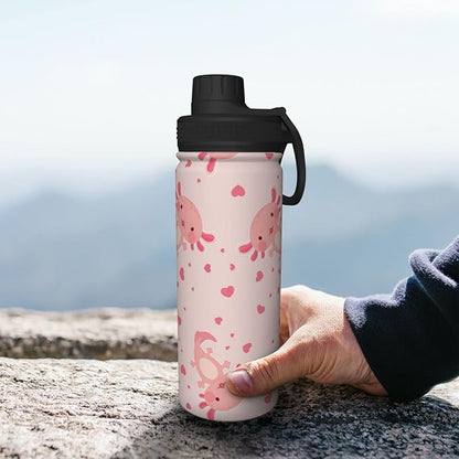 shangtiezao Axolotl 18oz Sports Insulated Water Bottle Double-Wall Vacuum Stainless Steel Reusable Leak & Sweat Proof Water Kettle For Fitness Gym Outdoor Girls Women