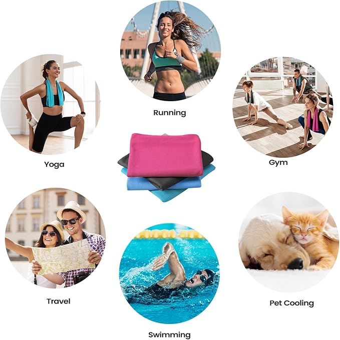 Clothirily Cooling Towels (40"x12"), Breathable Cooling Towels for Neck and Face, Men & Women Workout Towel for Hot Weather, Sweat Towel for Gym Yoga, Camping, Fitness, Running, Traveling, 4 Pack