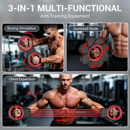ADISTAR 3-IN-1 Multifunctional Rotator Burn Machine - 360° Spinning Arm Workout, Dumbbell & Adjustable Chest Expander, Forearm Exercise Equipment, Portable Home Gym with Resistance Band & Weight Stack