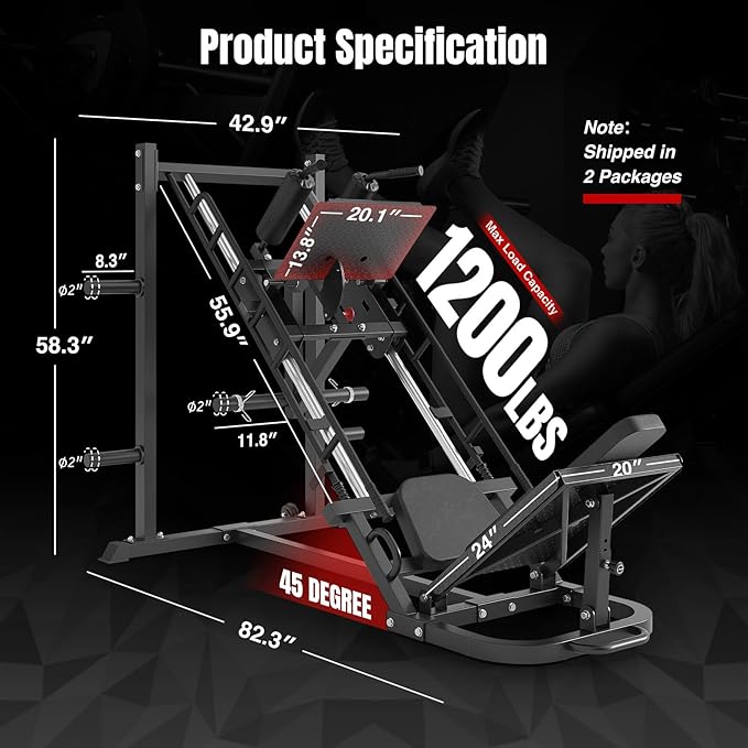 Dripex Leg Press Machine, Leg Press Machines for Home Gym, Professional Leg Press Hack Squat Machine Combo with 4 Weight Plate Storage Holders for Full Lower Body Workout - Weight Plates Not Included