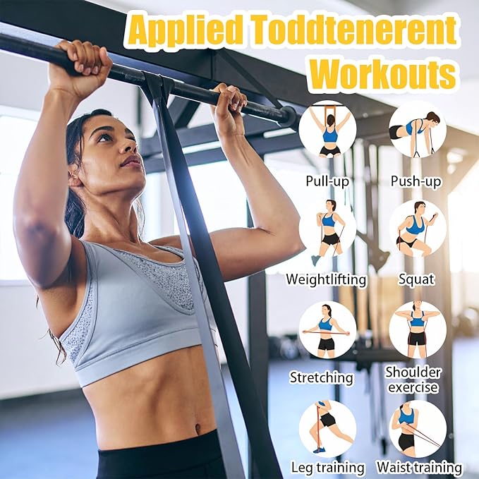 6Pcs Resistance Bands, Exercise Bands Resistance with Door Anchor, Heavy Duty Pull Up Exercise Bands for Home Workouts, Full Body Training Physical Therapy.