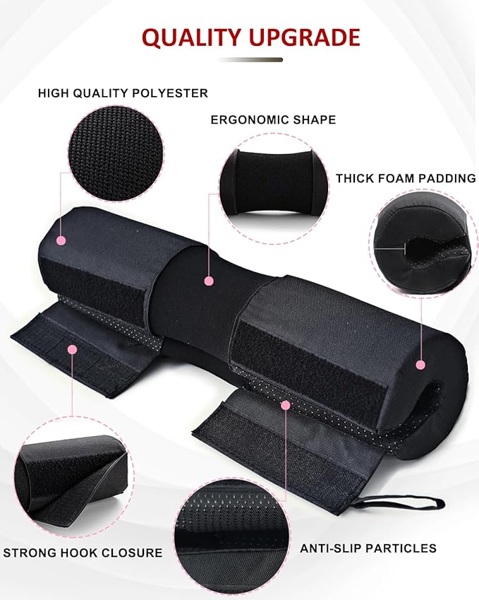 Barbell Squat Pad Nylon Padding AntiSlip- Thick Foam Barbell Pad for Squats Cushion, Lunges&Bar Padding for Hip Thrusts - Standard Weight Bar Pad - Provides Cushion to Neck Shoulders Training