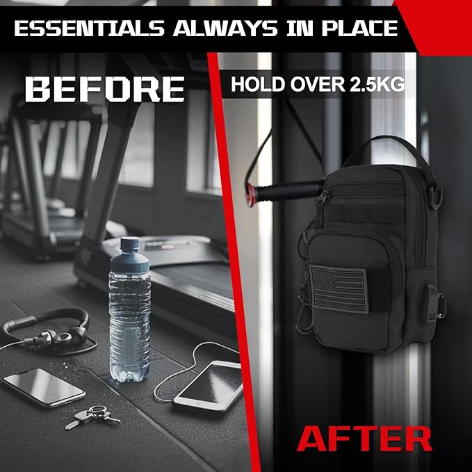 LEPHYON Magnetic Gym Bag, Small Gym Bag for Men & Women, Crossbody Sling Bags with Strong Magnets, USB Charging Port, Multi-Carry Design, Perfect for Travel Workout Sports, Best Gift for Fitness Lover