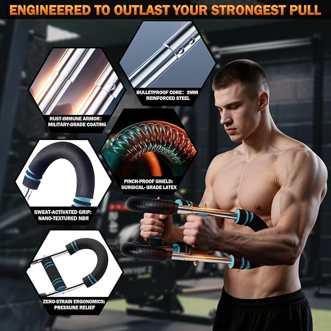 Twister Arm Trainer, Professional Adjustable Chest Shoulder Workout Equipment for Men & Women, Portable Detachable Upper Body Fitness with Anti-Slip Grips and 3 Resistance Levels