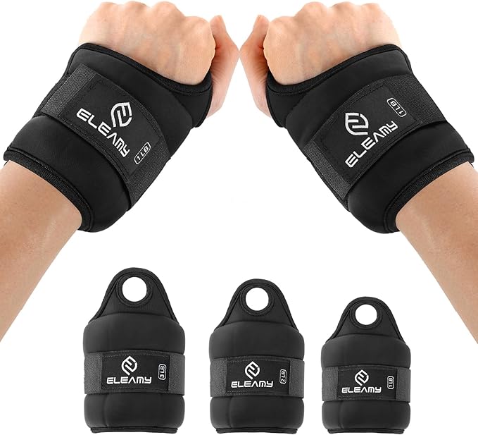1 pair wrist weights with thumb loops and 1 pair ankle weights（total 2lb*4）