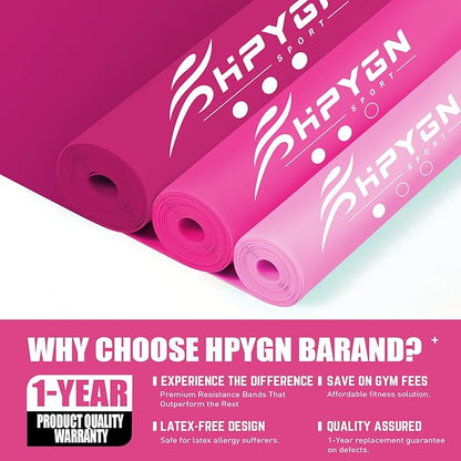 HPYGN 3 Levels Non-Latex Exercise Bands for Physical Therapy & Yoga, Professional Resistance Bands Set for Working Out, Strength Training, Pilates & Rehab, TPE Elastic Stretch Bands for Seniors, Women
