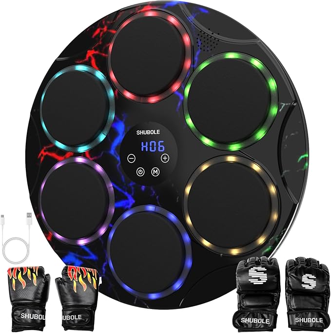 Music Boxing Machine with Gloves - Wall Mounted Punching Trainer for Adults & Kids, 9-Speed Punch Game, Wall Boxing Punching pad, 2025 Upgrade Gifts for Boys Age 6+